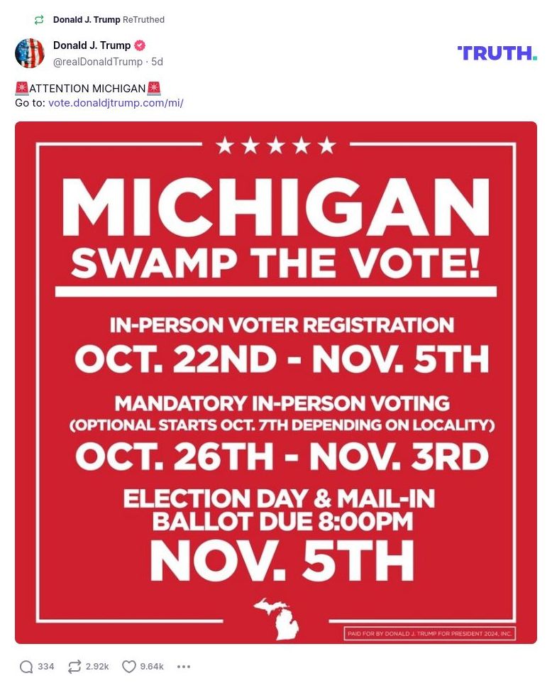 Post image from Donald Trump