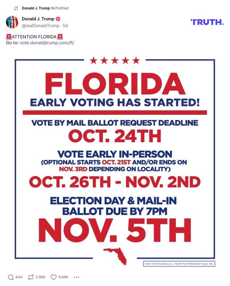 Post image from Donald Trump