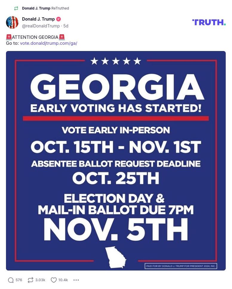 Post image from Donald Trump