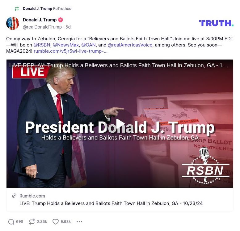 Post image from Donald Trump