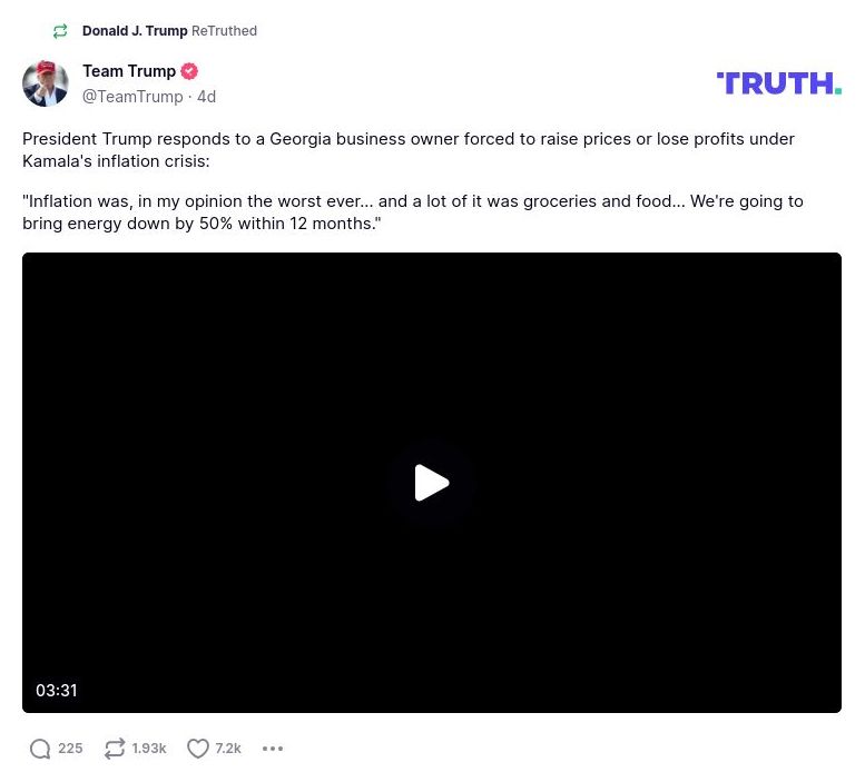 Post preview from Donald Trump