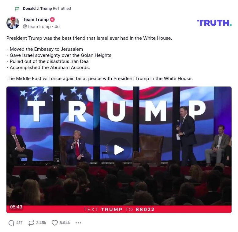 Post preview from Donald Trump