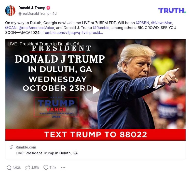 Post image from Donald Trump