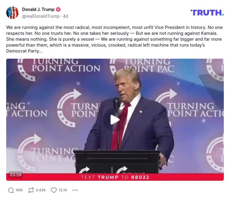 Post image from Donald Trump