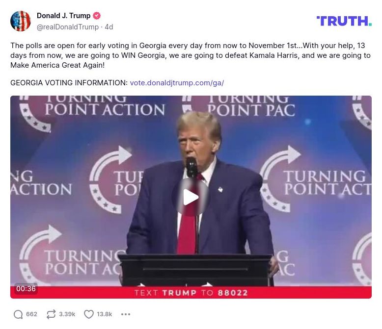 Post image from Donald Trump