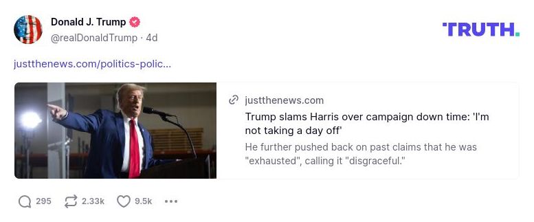 Post image from Donald Trump