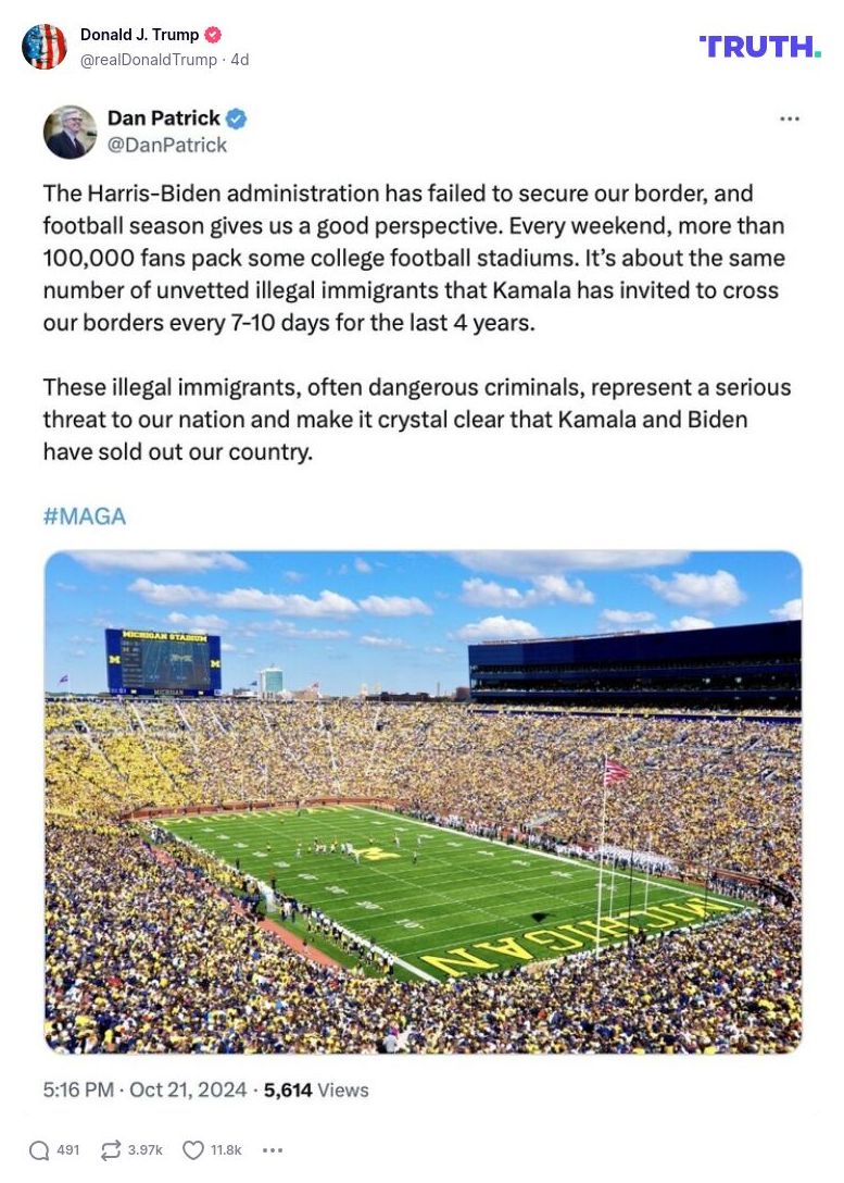 Post image from Donald Trump