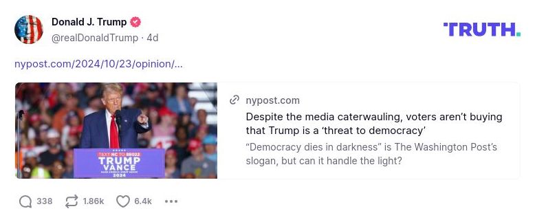 Post image from Donald Trump