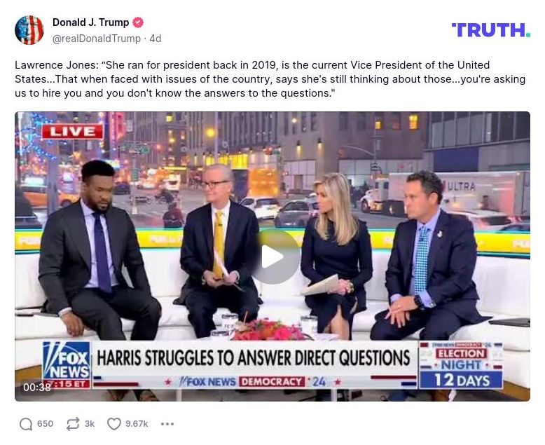 Post image from Donald Trump