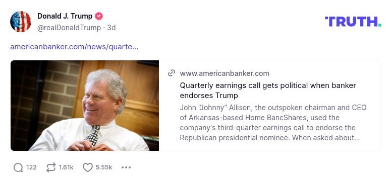 Post image from Donald Trump