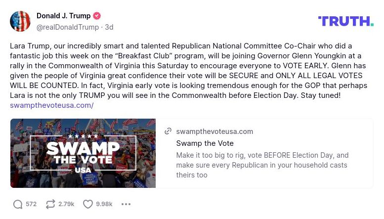 Post image from Donald Trump