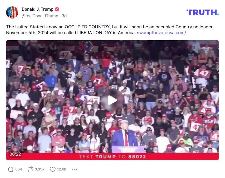 Post image from Donald Trump