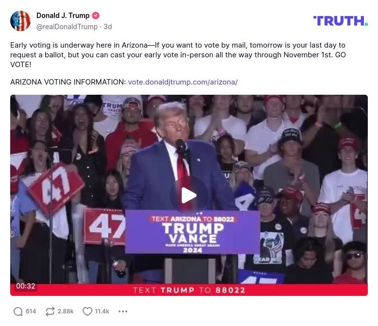 Post image from Donald Trump