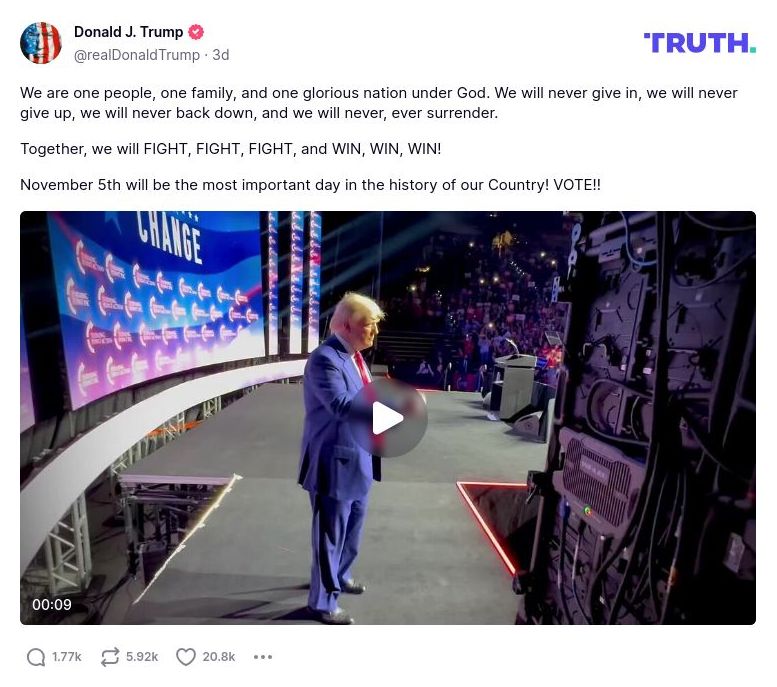 Post image from Donald Trump