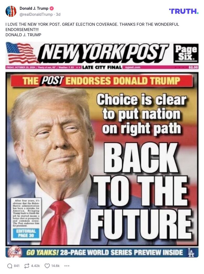 Post image from Donald Trump