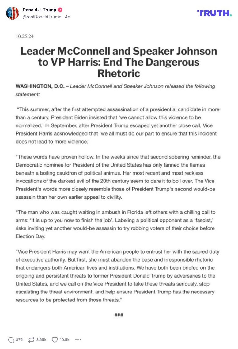 Post image from Donald Trump