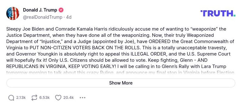 Post preview from Donald Trump