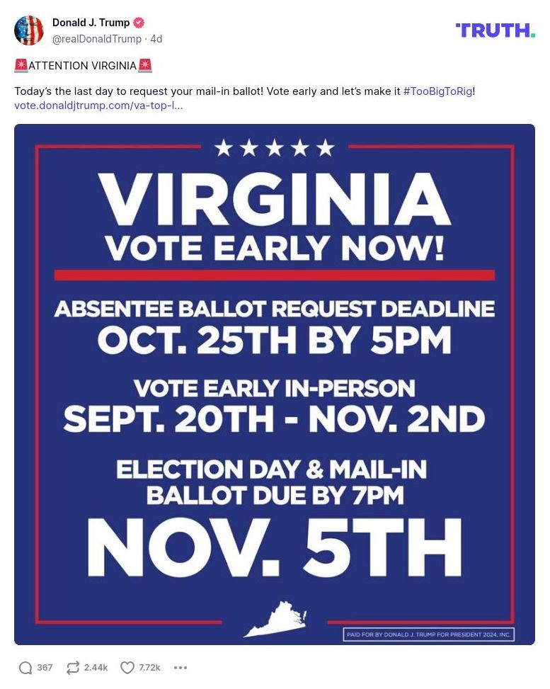 Post image from Donald Trump