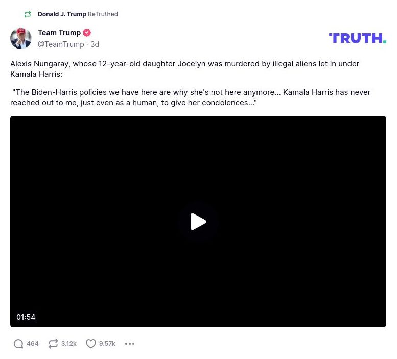 Post preview from Donald Trump