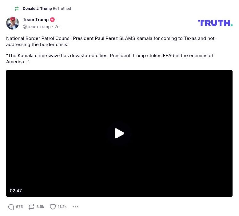 Post image from Donald Trump