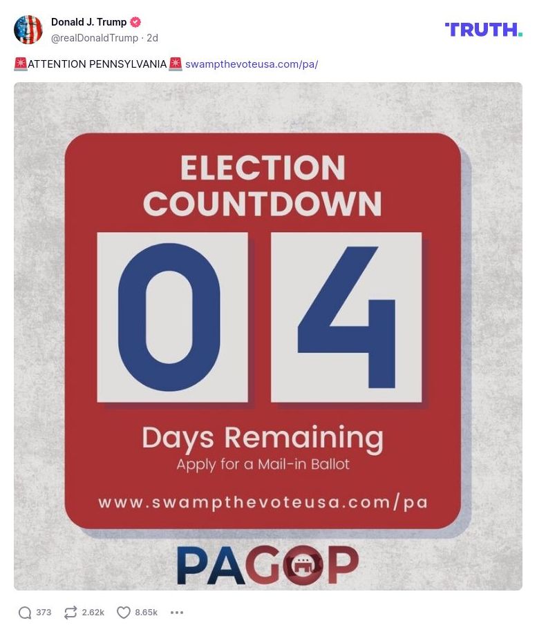 Post image from Donald Trump