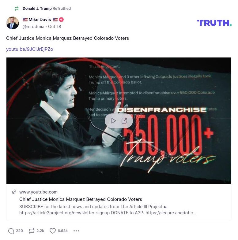 Post image from Donald Trump