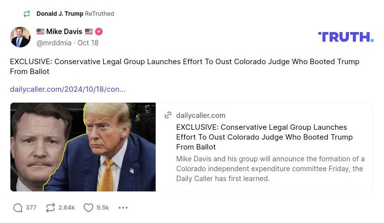 Post image from Donald Trump