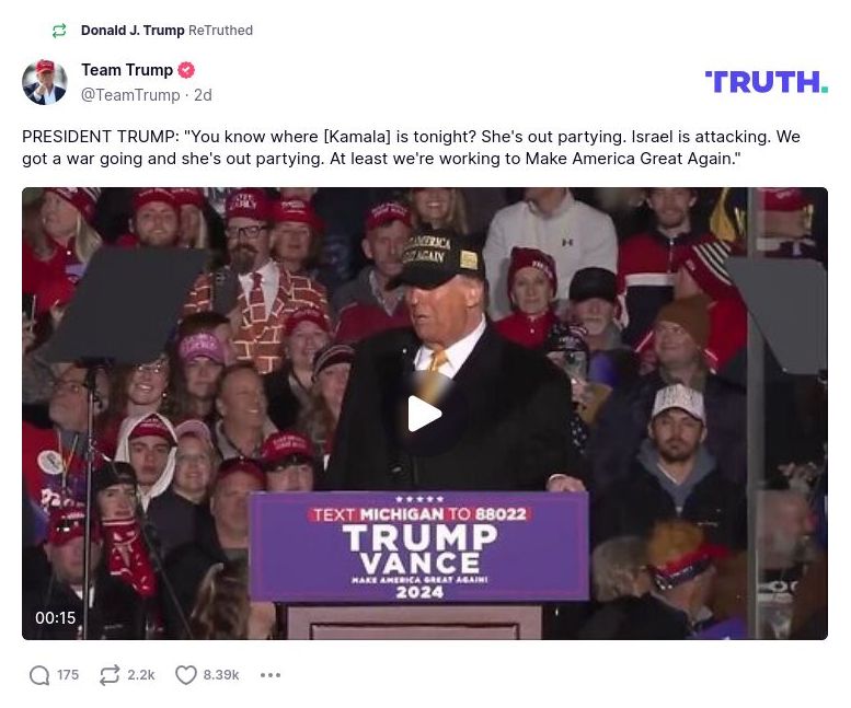 Post preview from Donald Trump