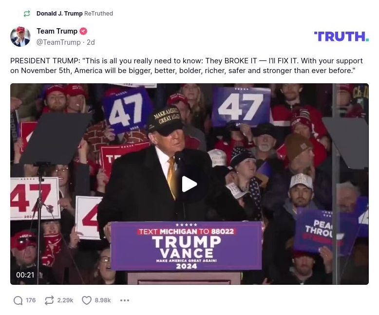 Post image from Donald Trump