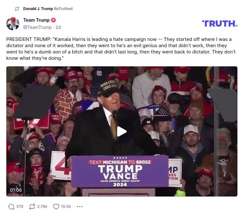 Post image from Donald Trump