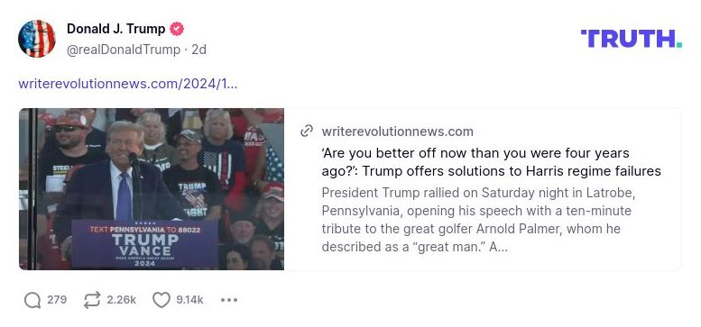 Post image from Donald Trump