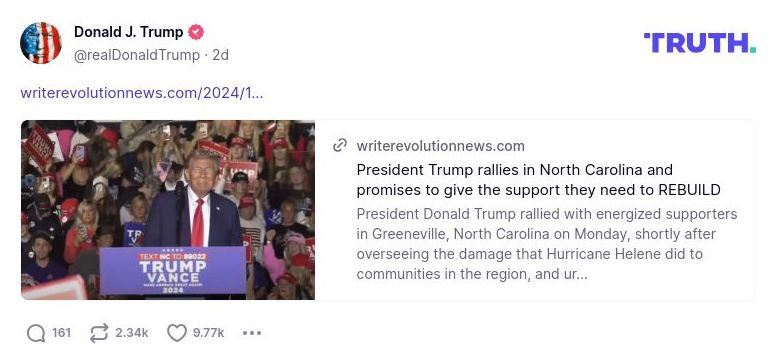 Post image from Donald Trump