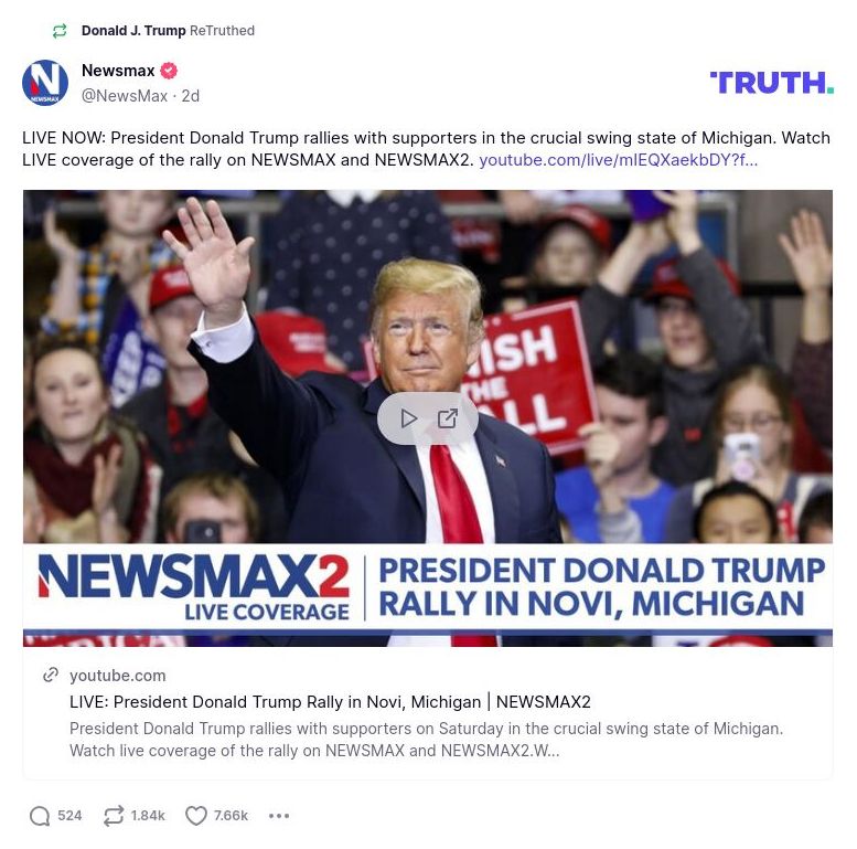 Post image from Donald Trump