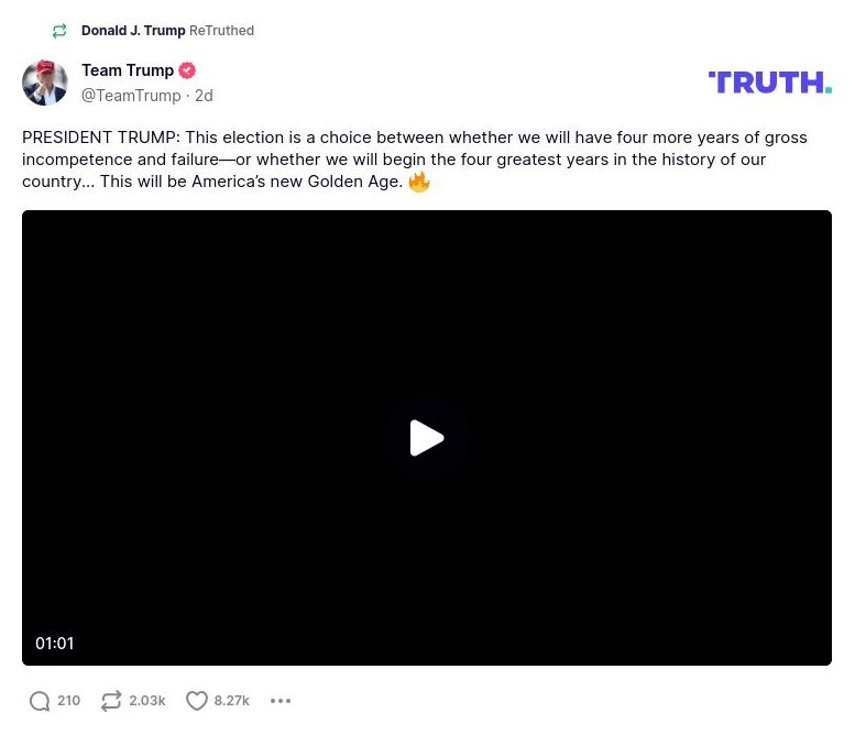 Post image from Donald Trump