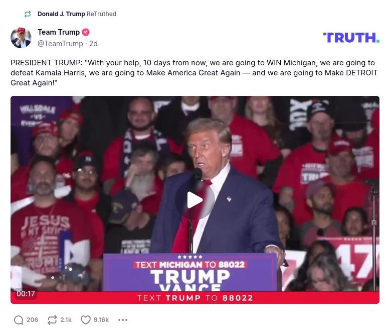 Post image from Donald Trump