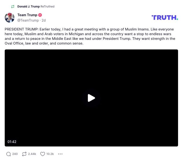 Post image from Donald Trump