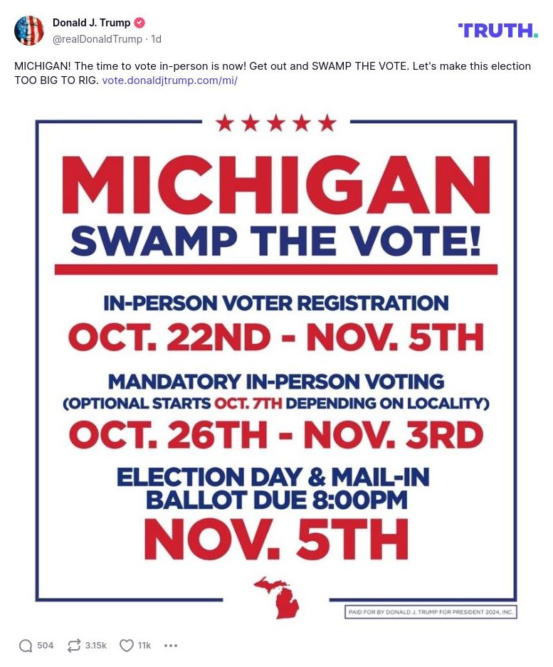 Post image from Donald Trump