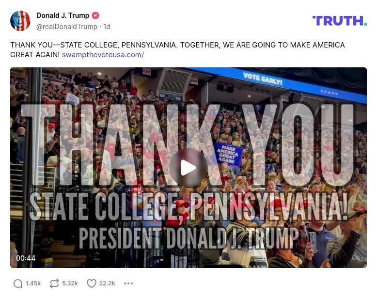 Post image from Donald Trump