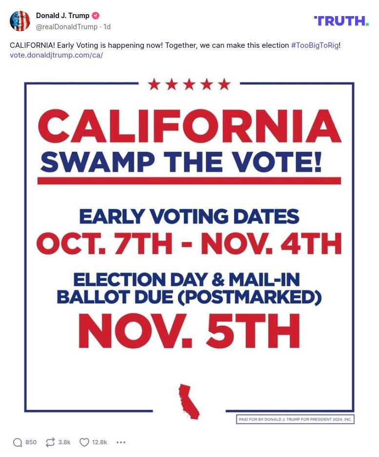 Post image from Donald Trump