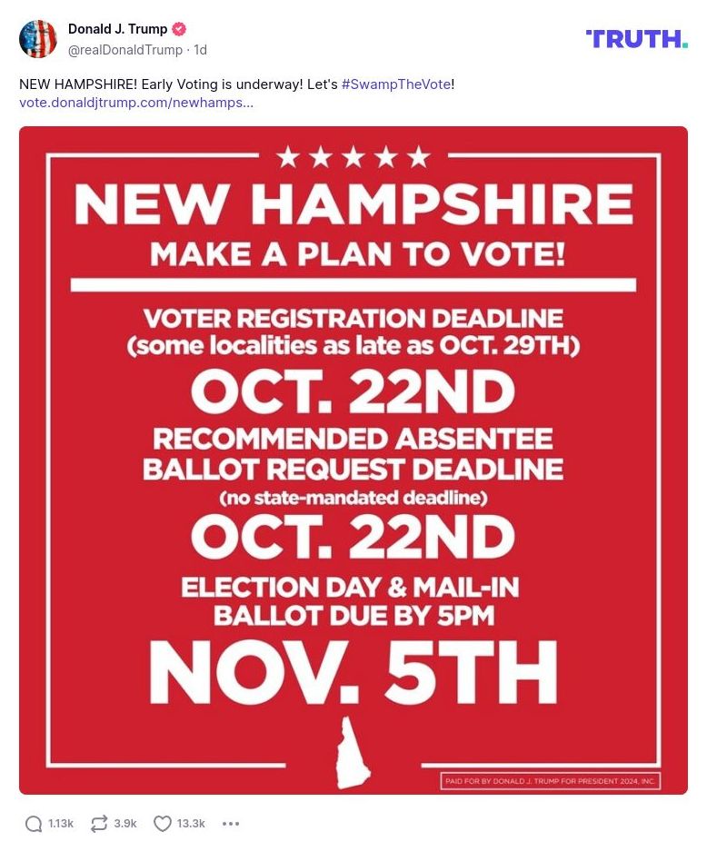 Post image from Donald Trump