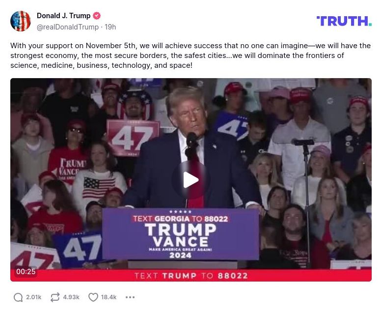 Post image from Donald Trump