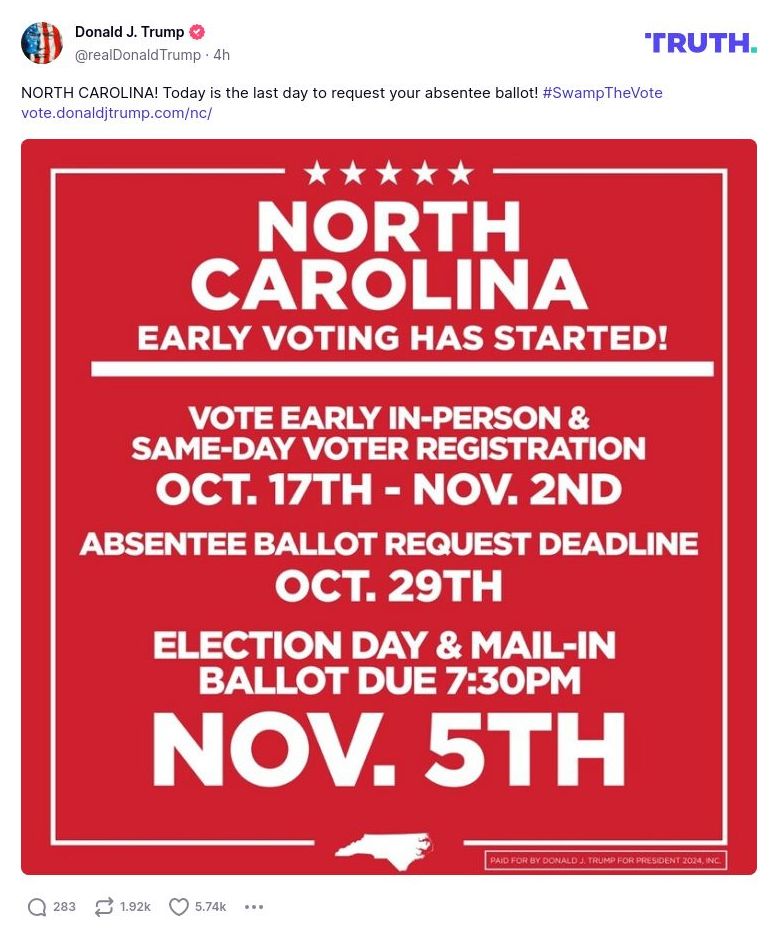 Post image from Donald Trump