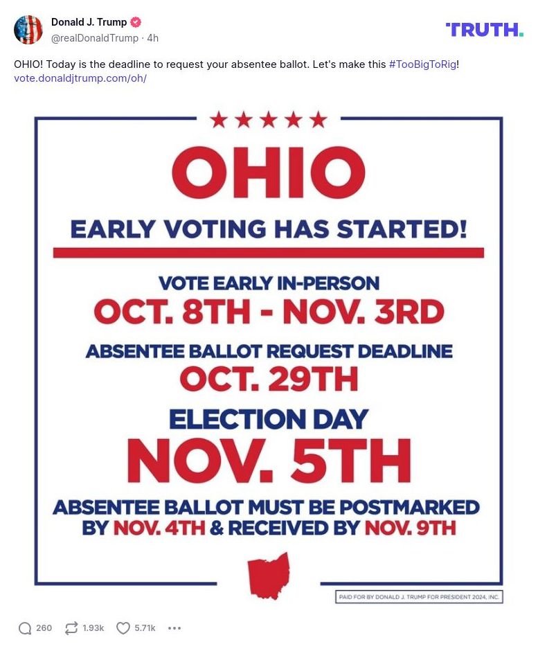 Post image from Donald Trump