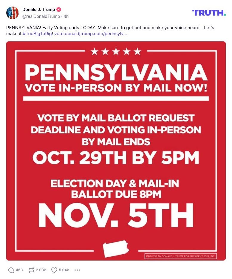 Post image from Donald Trump