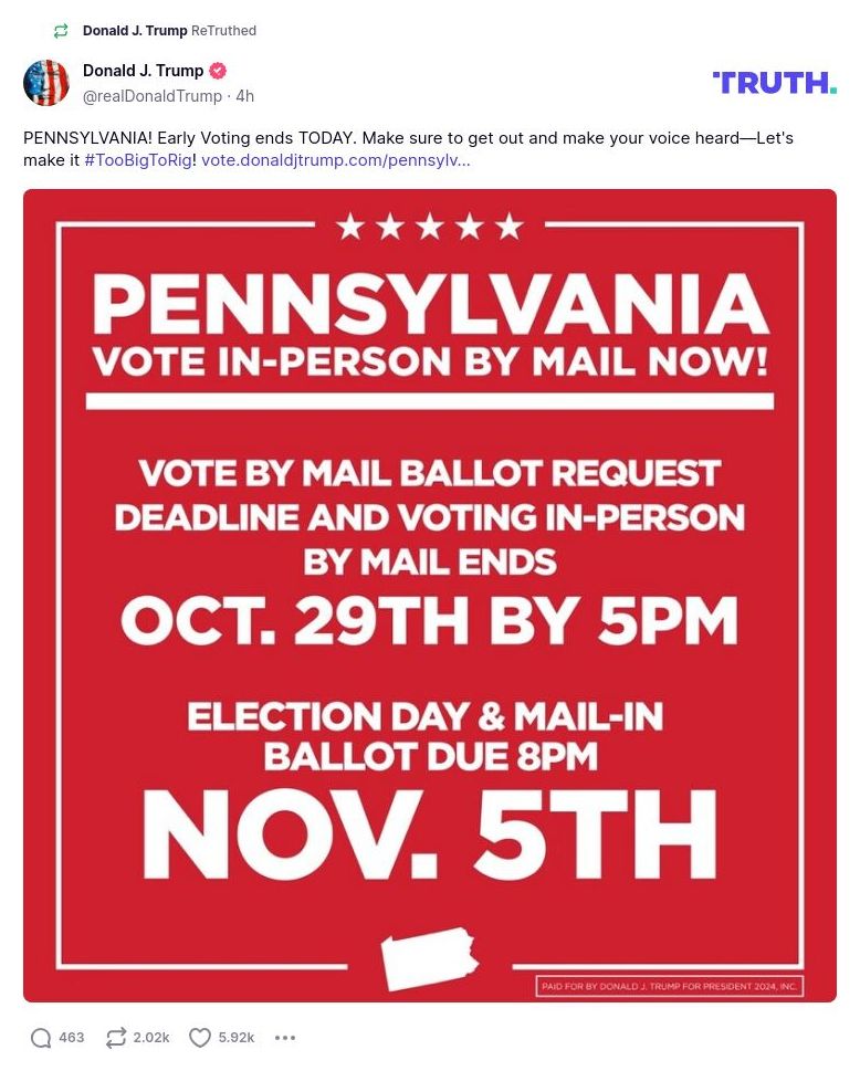 Post image from Donald Trump