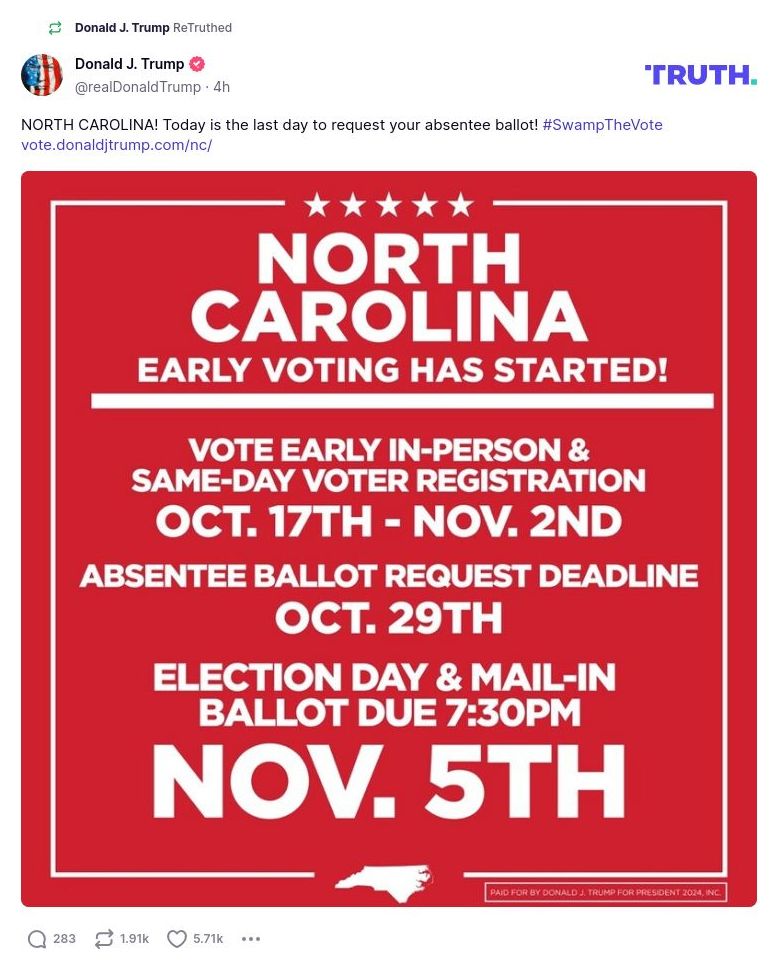 Post image from Donald Trump