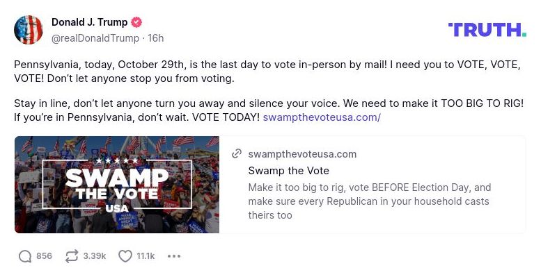 Post image from Donald Trump