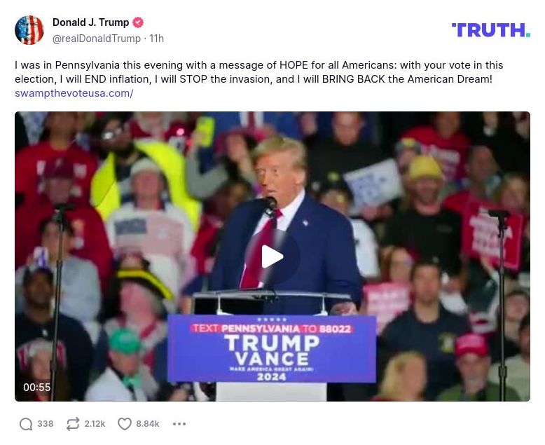 Post preview from Donald Trump