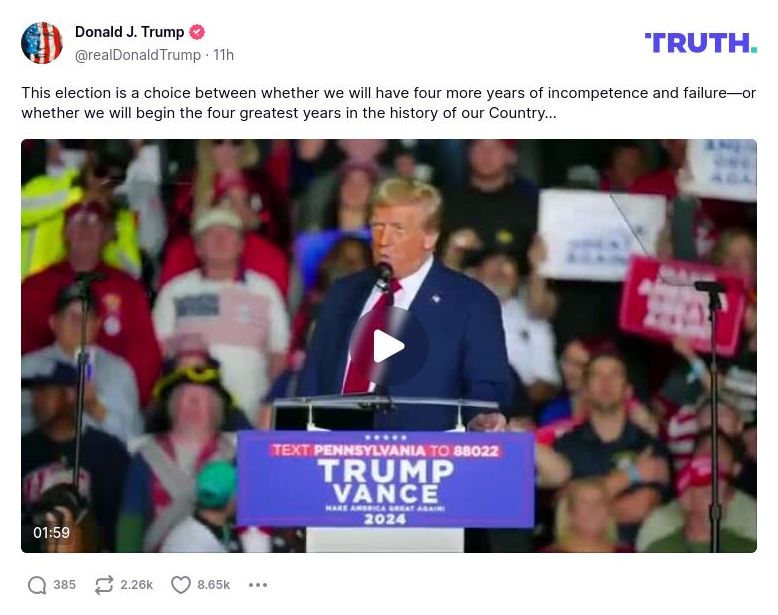 Post image from Donald Trump