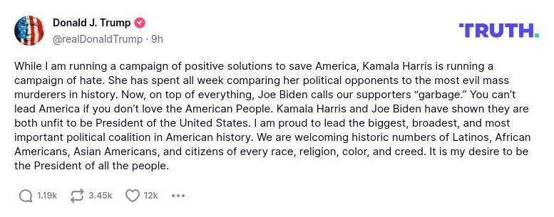 Post preview from Donald Trump